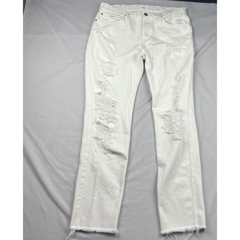 Hudson Men’s AXL Skinny Jeans Off-white Light Wash Distressed 5-Pocket Denim